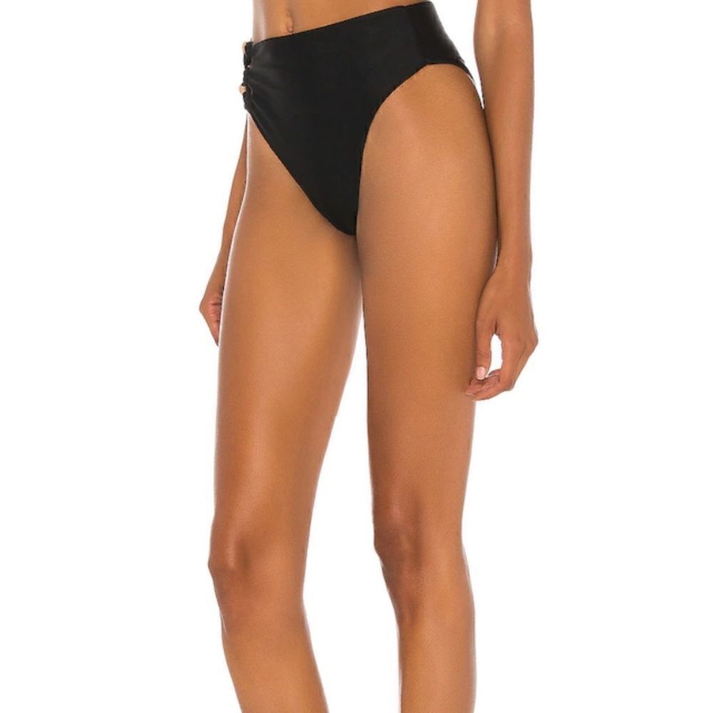 Camila Coelho Andres High Waist Bottom in Black &‎ Nude Medium NWT